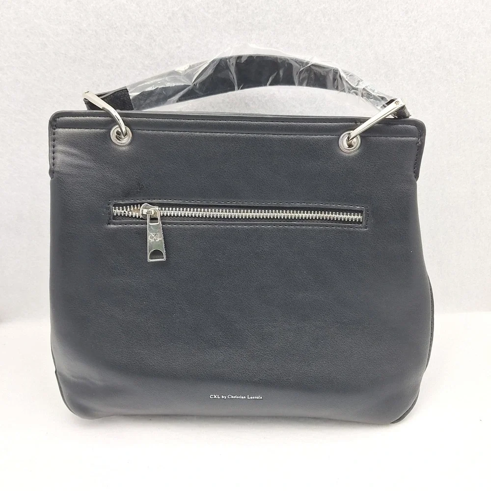 Christian Lacroix Satchel Large Black‎ Python Sable Prism Handbag Elegant